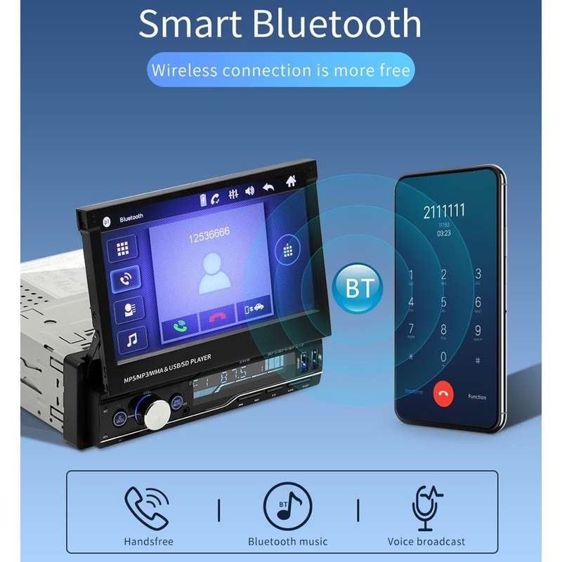 T100 7 inch HD Universal Car Radio Receiver MP5 Player, Support FM & AM & RDS & Bluetooth & Phone...