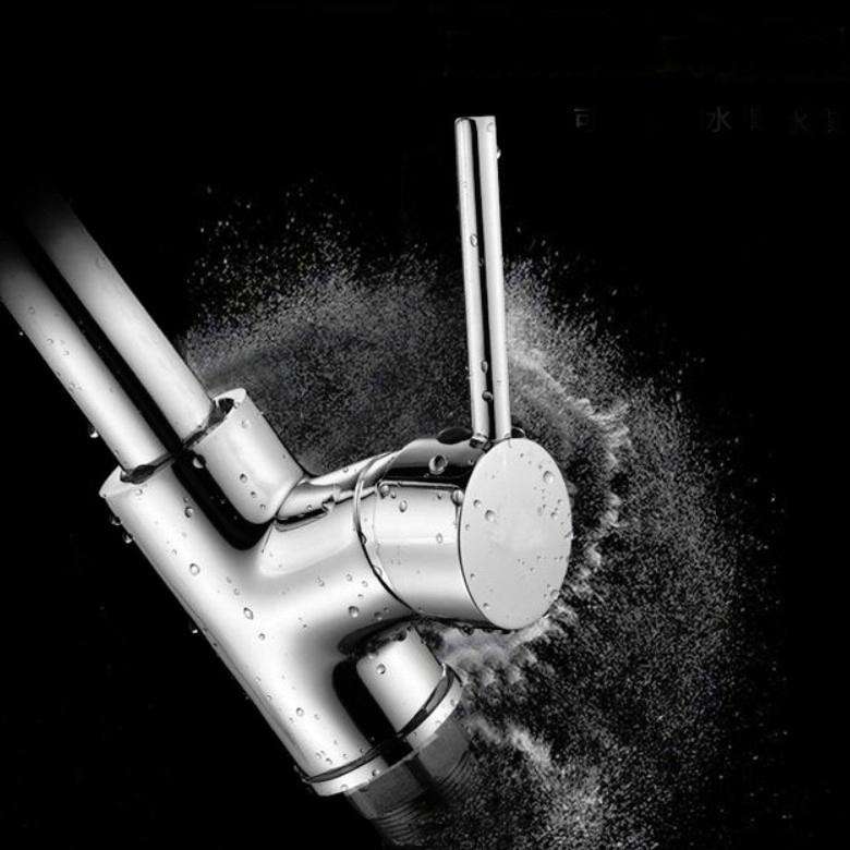 Kitchen Pull-out Faucet Hot And Cold Home 304 Stainless Steel Retractable Rotating Faucet, Style:...