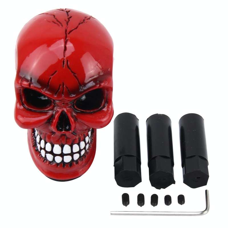 Universal Skull Head Shape ABS Manual or Automatic Gear Shift Knob with Three Rubber Covers Fit f...