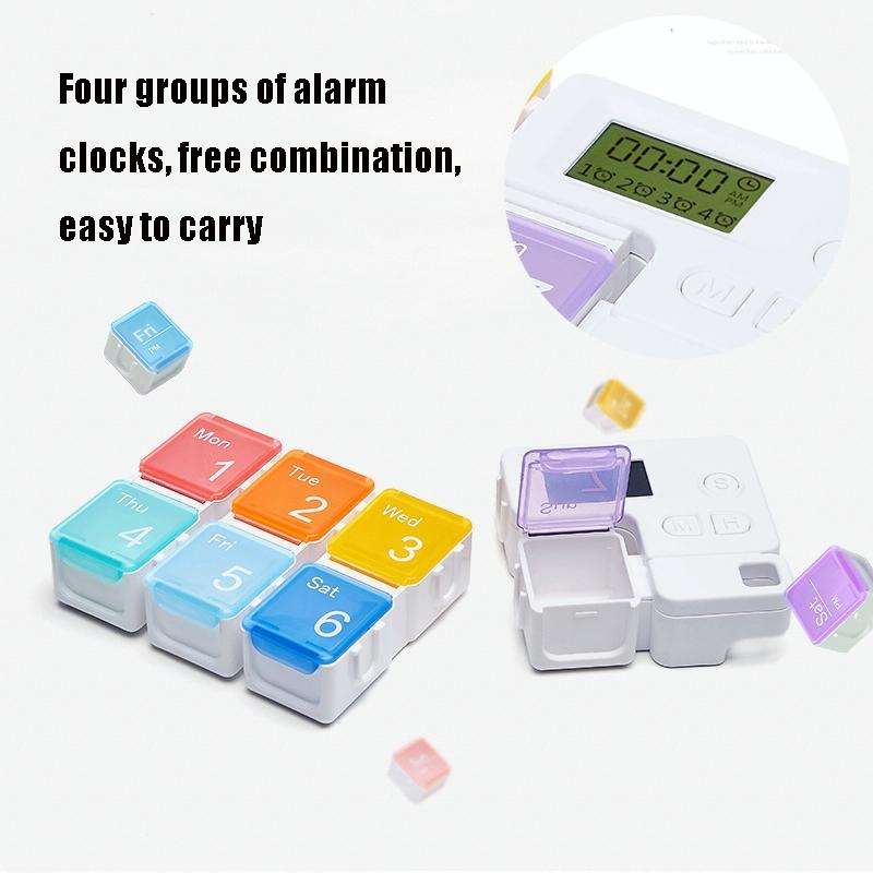 TF-248 7-Cell Smart Timing Reminder Plastic Pill Box Pill Storage Box(Colorful)