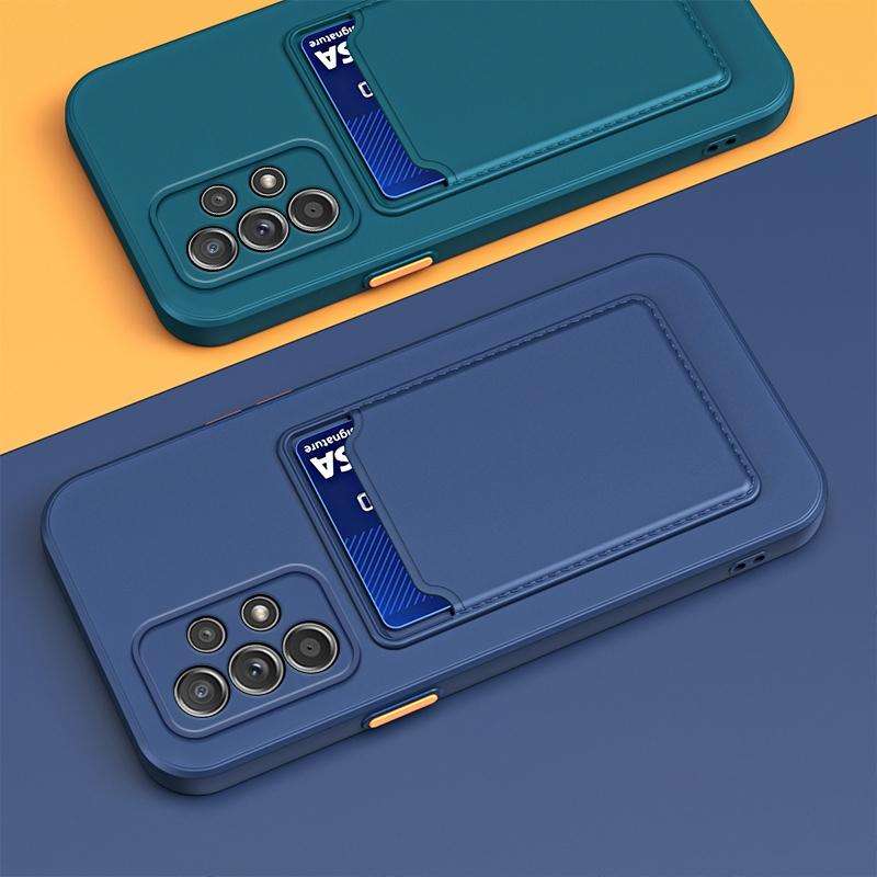 For Samsung Galaxy A13 4G Skin Feel Card Contrast Color Button TPU Phone Case(Black)
