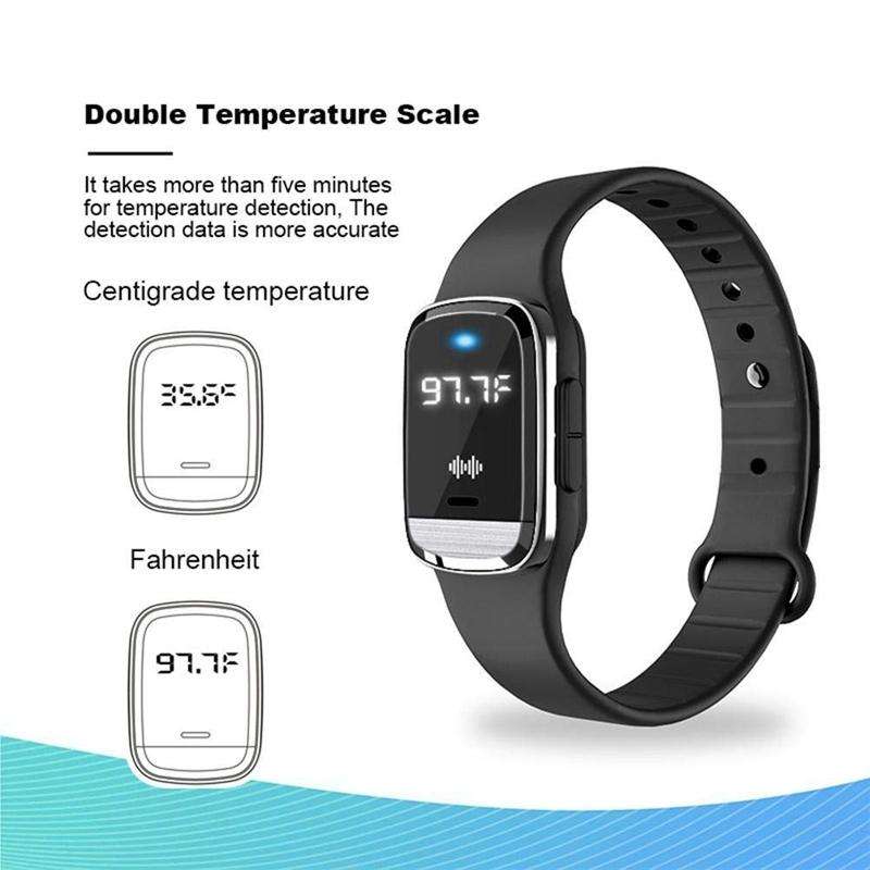M20 Outdoor Ultrasonic Wave Mosquito Repellent Wristband with Clock & Body Temperature Test(Black)