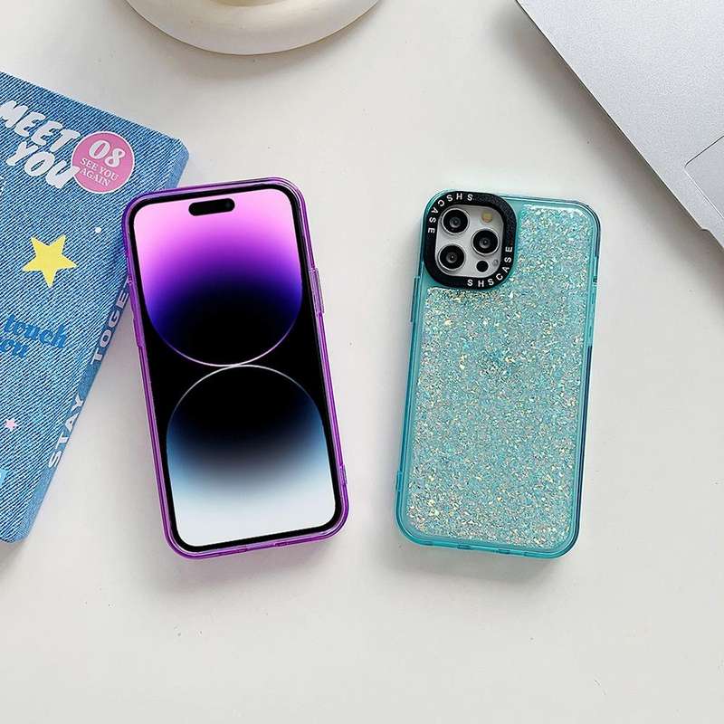 For iPhone 15 Glitter Epoxy Shockproof Phone Case(Pink)