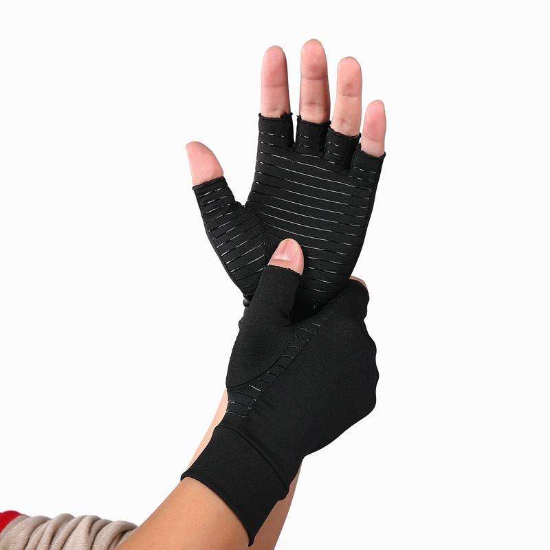 Black Fiber A Pair Sports Breathable Health Care Half Finger Gloves Rehabilitation Training Arthr...