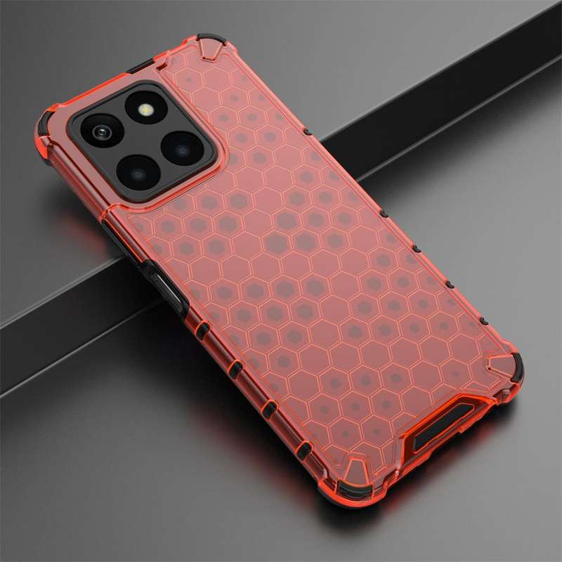 For Honor X6A 4G Shockproof Honeycomb Phone Case(Red)