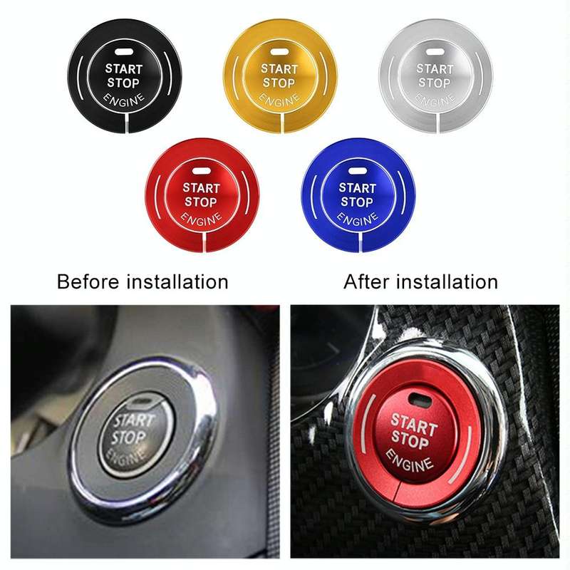 Car Engine Start Key Push Button Ring Trim Sticker for Infiniti (Black)