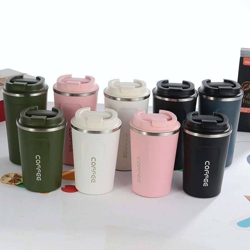 Double Stainless steel 304 Coffee Mug Car Thermos Mug Travel Thermo Cup 380ml(Pink)