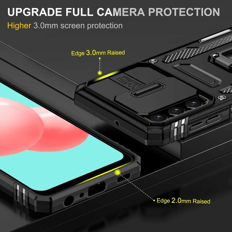 For Samsung Galaxy A32 5G Armor PC + TPU Camera Shield Phone Case(Black)