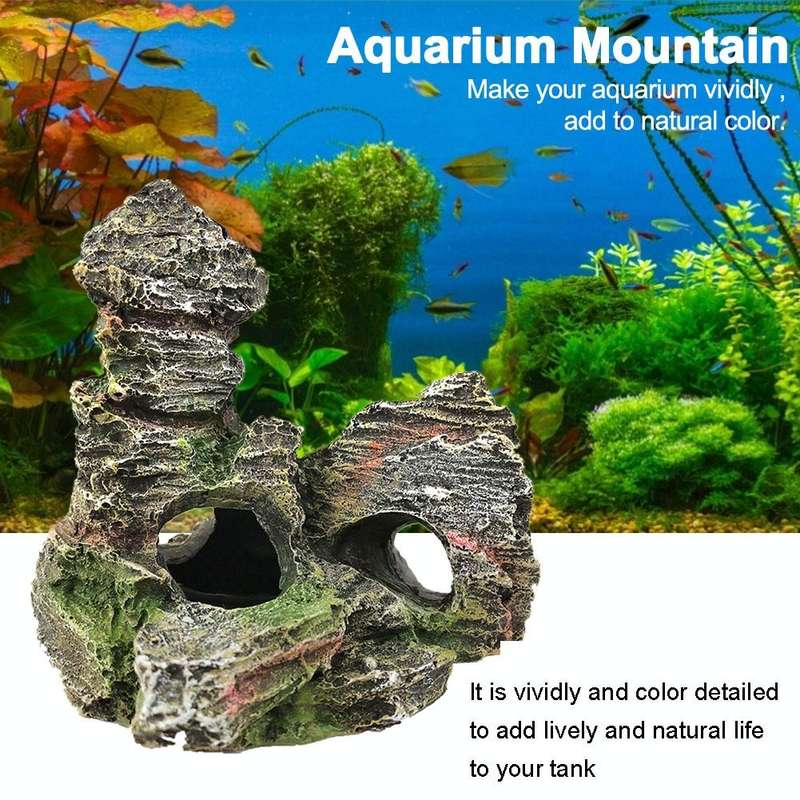 Stone Fish Tank Landscape Simulation Resin Aquarium Decorative Ornament, Style: Xianju Mountain