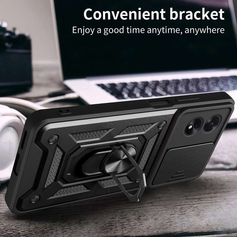For OPPO A38 4G Global Sliding Camera Cover Design TPU Hybrid PC Phone Case(Gold)