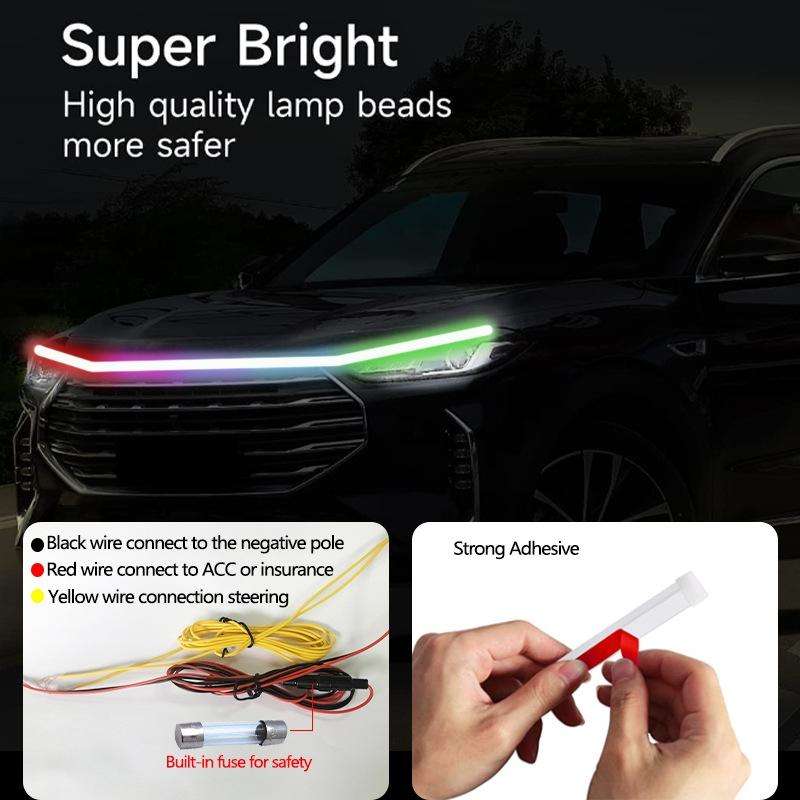 Car Startup Scan Through Hood LED Daytime Running Atmosphere Light, APP Control, Length:1.5m(Symp...
