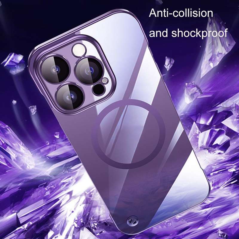 For iPhone 13 Electroplating Frameless Magsafe Magnetic PC Phone Case(Black)