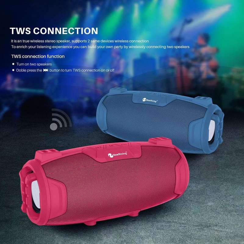 NewRixing NR3026M TWS Outdoor Portable K-song Bluetooth Speaker with Shoulder Strap & Microphone,...
