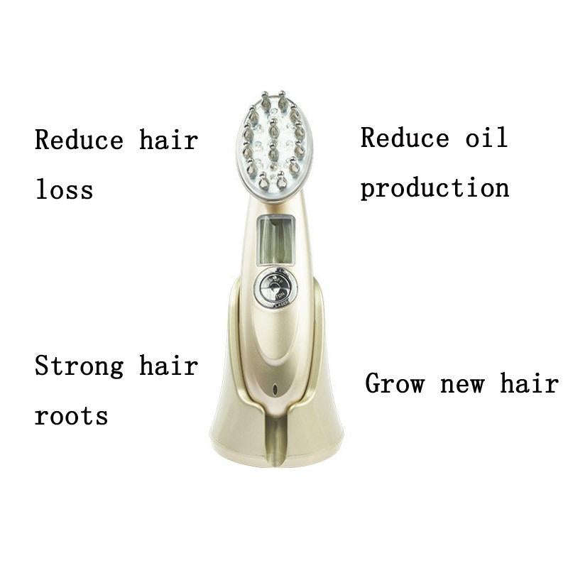 RF Hair Growth Comb Scalp Oil Control & Anti-Hair Loss Massager English Manual(Golden)