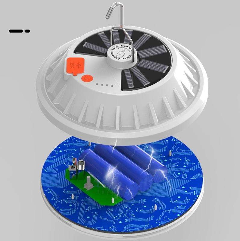 V62 Solar + RC 120 LEDs UFO Rechargeable Light Household Emergency Light Bulb Outdoor Camping Nig...