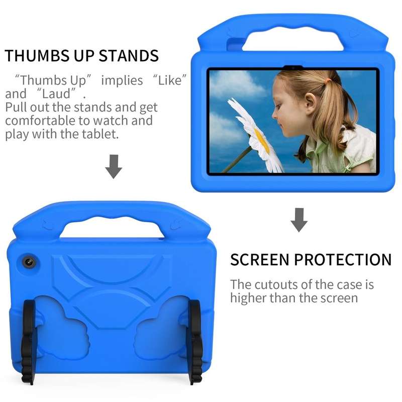 For Amazon Kindle Fire 7 2022 Children EVA Shockproof Tablet Case with Thumb Bracket(Blue)