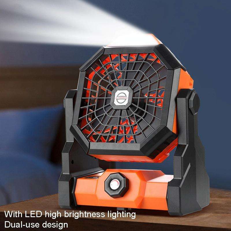Outdoor Infinitely Variable Speed Portable Large Wind Charging Camping Lighting Fan(Black Green)