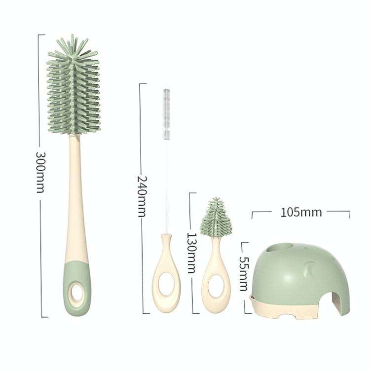 360 Degree Rotating Silicone Baby Bottle Brush Nipple Brush Cleaning Brush Set(Green)