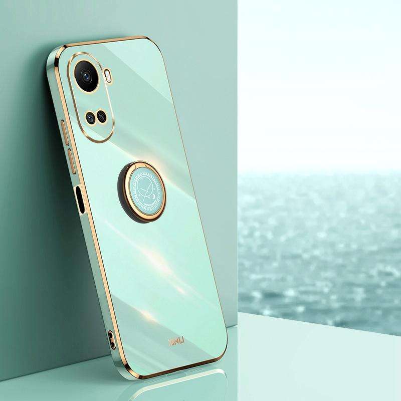 For Huawei nova 10 SE XINLI Straight Edge 6D Electroplate TPU Phone Case with Ring Holder(Mint Gr...