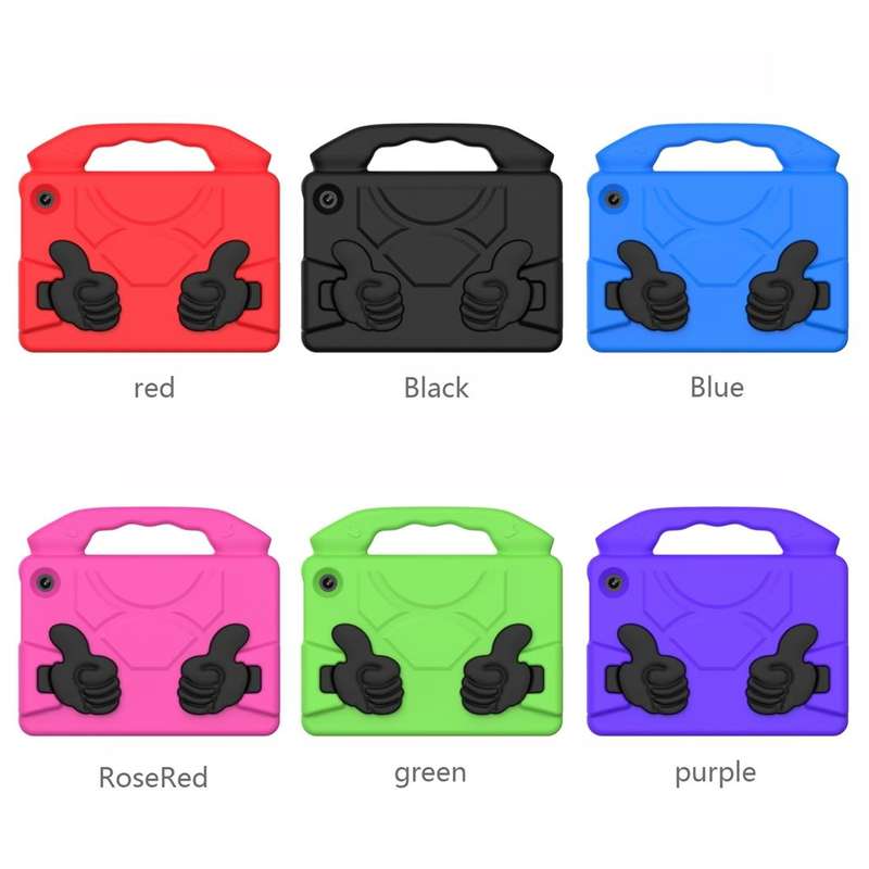 For Amazon Kindle Fire 7 2022 Children EVA Shockproof Tablet Case with Thumb Bracket(Green)