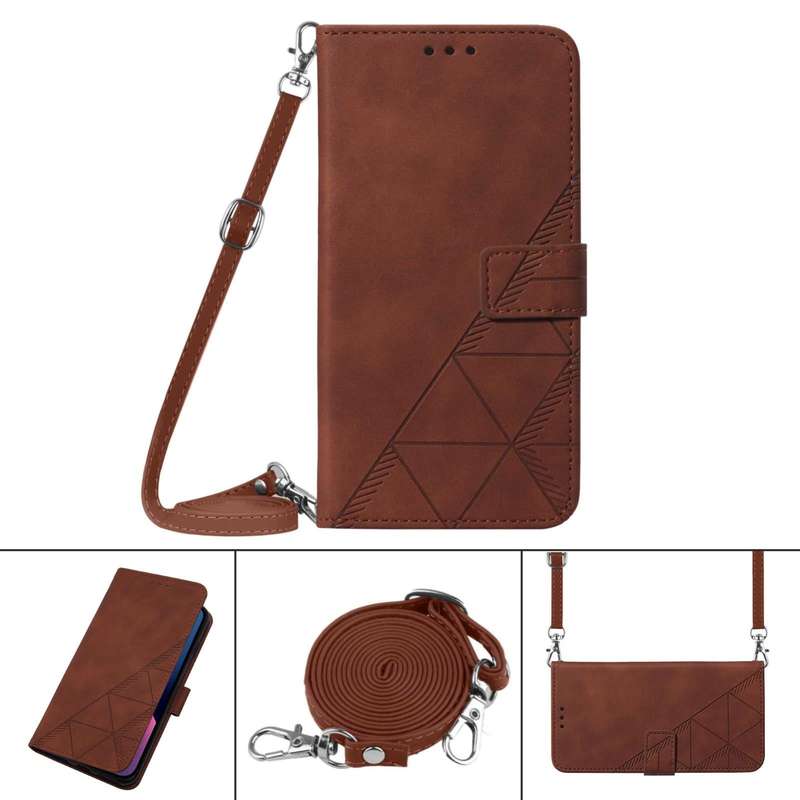 For Samsung Galaxy A23 5G Crossbody 3D Embossed Flip Leather Phone Case(Brown)