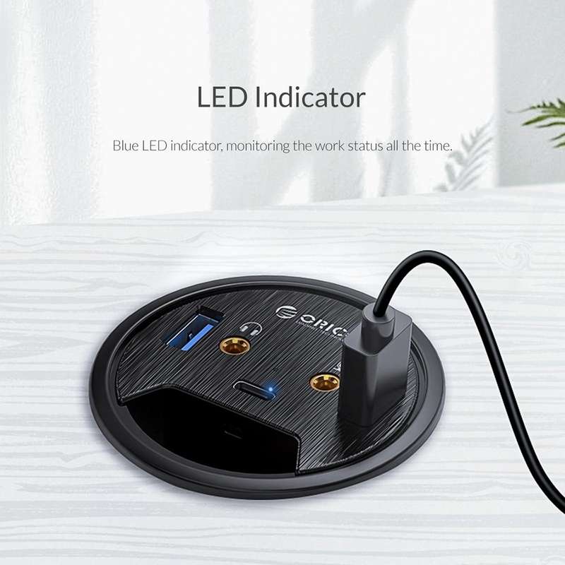 ORICO DESK-2U1C Desktop Power Grommet Multi-Function HUB