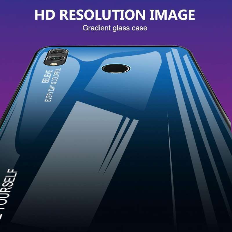 For Huawei Honor 8X Gradient Color Glass Case(Purple)