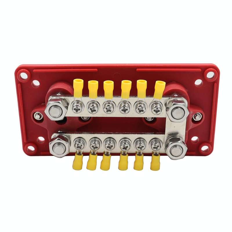 CP-3159 300A 12-48V RV Yacht Modified Double Row 12-way M6 Terminal Busbar with 12pcs Terminals