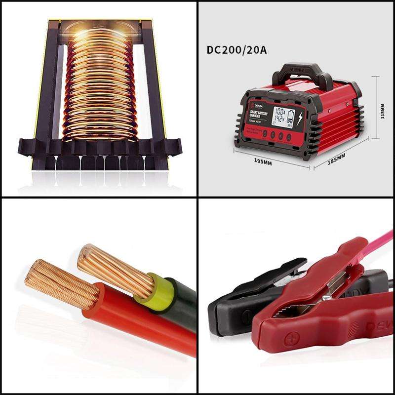 DEMUDA DC200 20A 12V / 24V Car Battery Charger Intelligent Pulse Repair Type Lead-acid Battery, P...