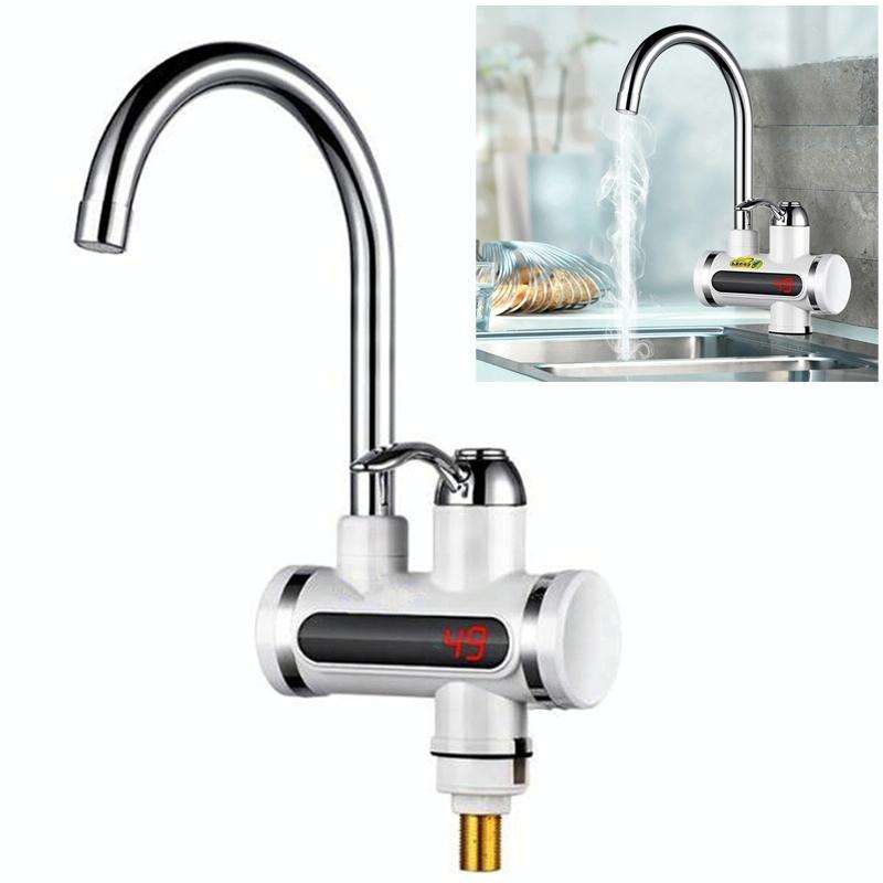 220V Kitchen Tankless Water Heater Instant Electric Faucet Electric Heater Tap with Temperature D...