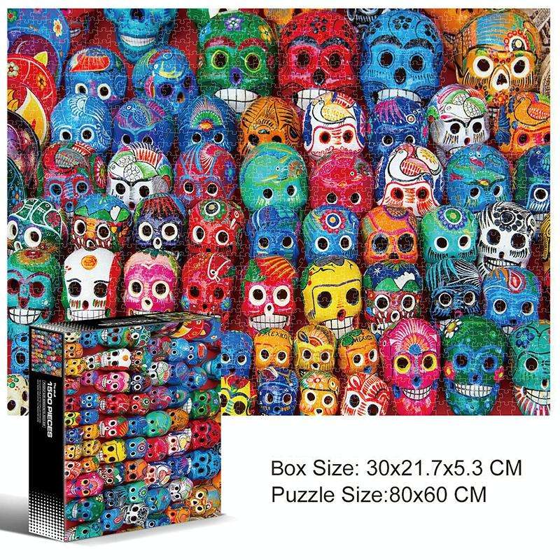 1500 Pieces Irregular Plane Paper Puzzle Jigsaw Toy 80x60cm(Skull Doll)
