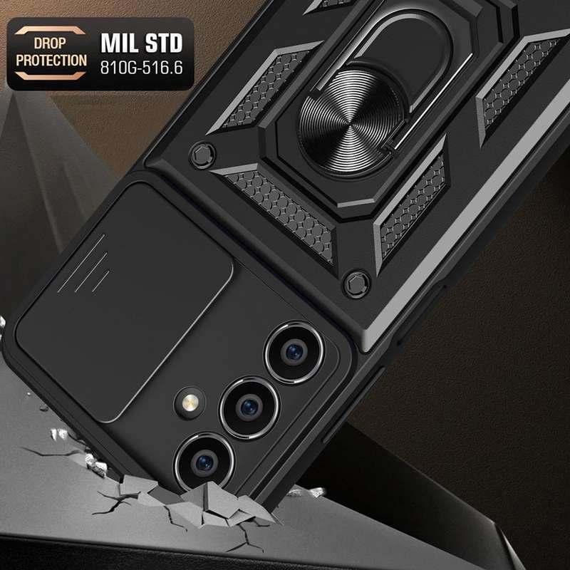For Samsung Galaxy S23 FE 5G Sliding Camera Cover Design TPU+PC Phone Case(Black)