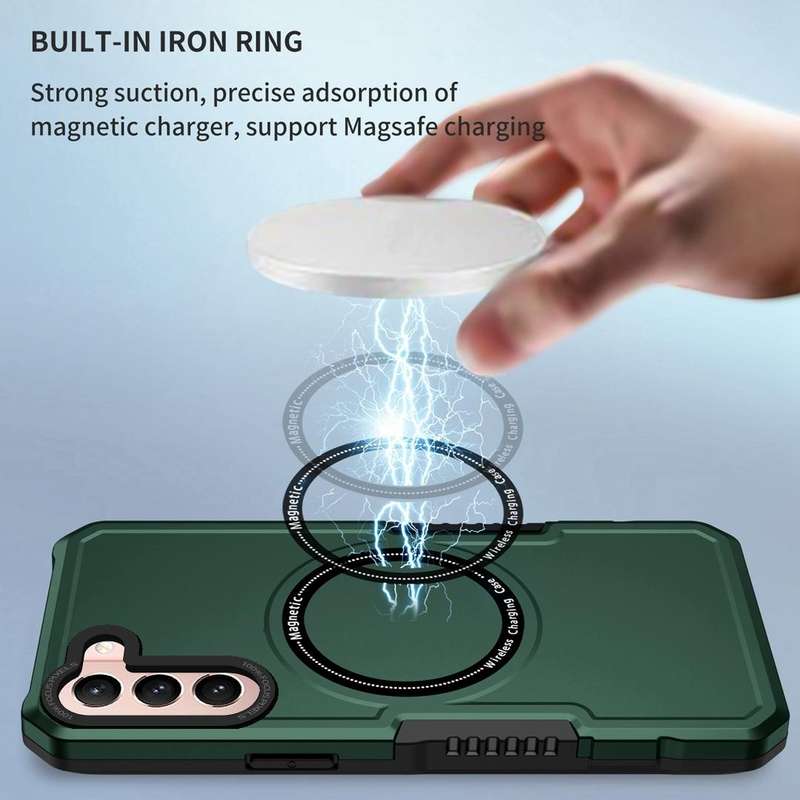 For Samsung Galaxy S21 5G MagSafe Shockproof Armor Phone Case(Dark Green)