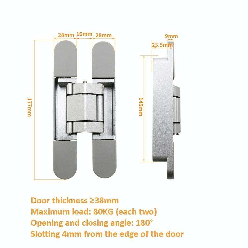 Three-Dimensional Adjustable Cross Hinge Folding Door Concealed Hinge, Specification: No. 4 Dumb ...
