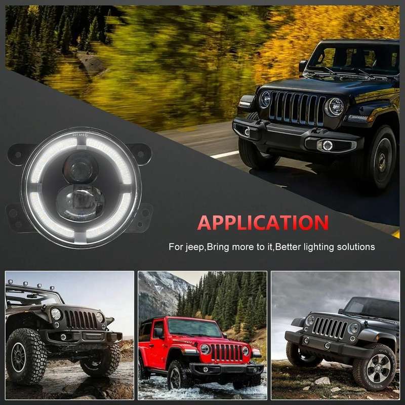 For Jeep Wrangler JK 2 Door 2007-2015 Y4 4 inch 1 Pair Light Guide Dual Lens Fog Light(Yellow White)