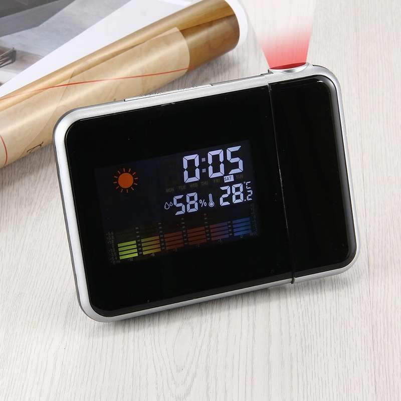 Multifunctional Digital Color LCD Display LED Projection Alarm Clock with Weather Station / Tempe...