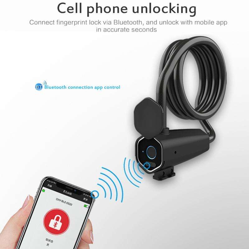 W16 IP65 Waterproof Fingerprint Lock Steel Rope Anti-theft Electric Car Lock Bluetooth APP Electr...