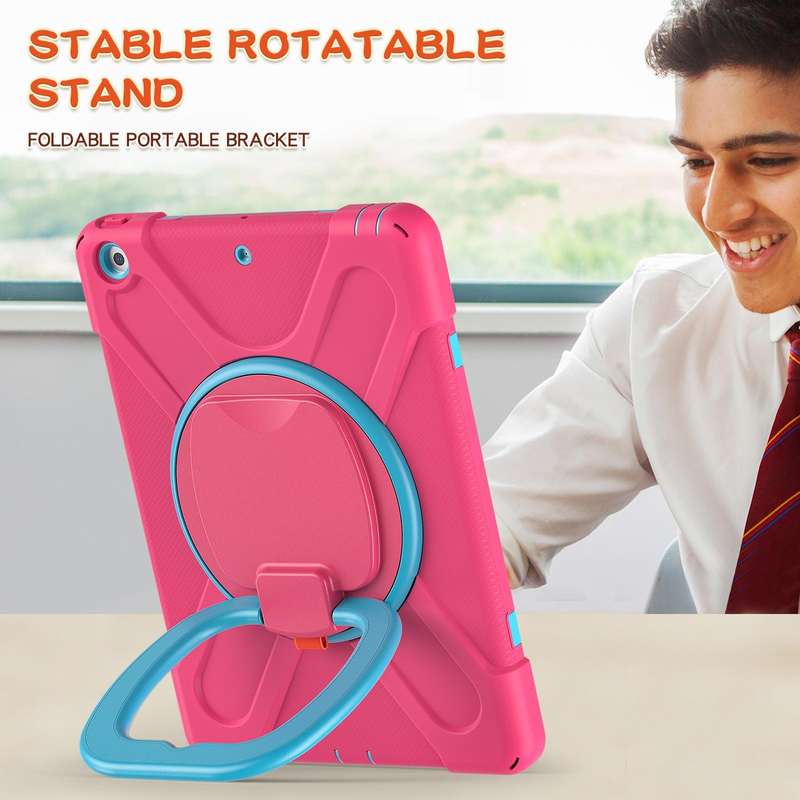 For Apple iPad 10.2 2021 / 2020 / 2019 Contrast Color Silicone + PC Protective Case with Holder &...