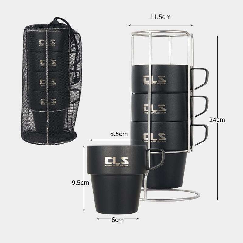 CLS 4 in 1 Outdoor 304 Stainless Steel Camping Cup(300ml)