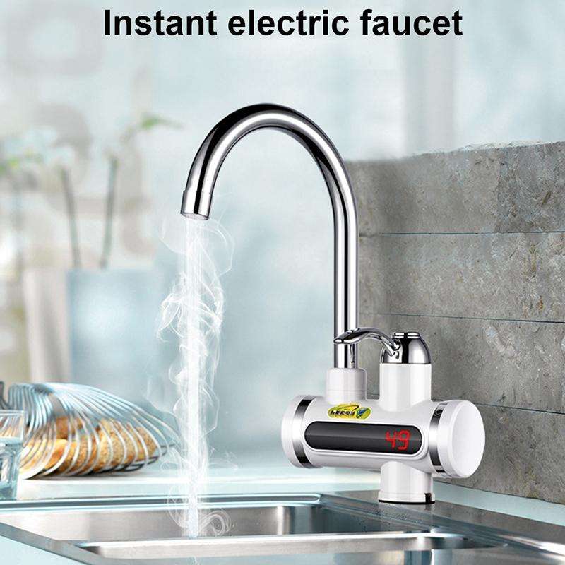 220V Kitchen Tankless Water Heater Instant Electric Faucet Electric Heater Tap with Temperature D...