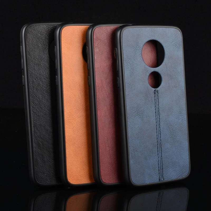 For Motorola Moto G7 Power Shockproof Sewing Cow Pattern Skin PC + PU + TPU Case(Black)