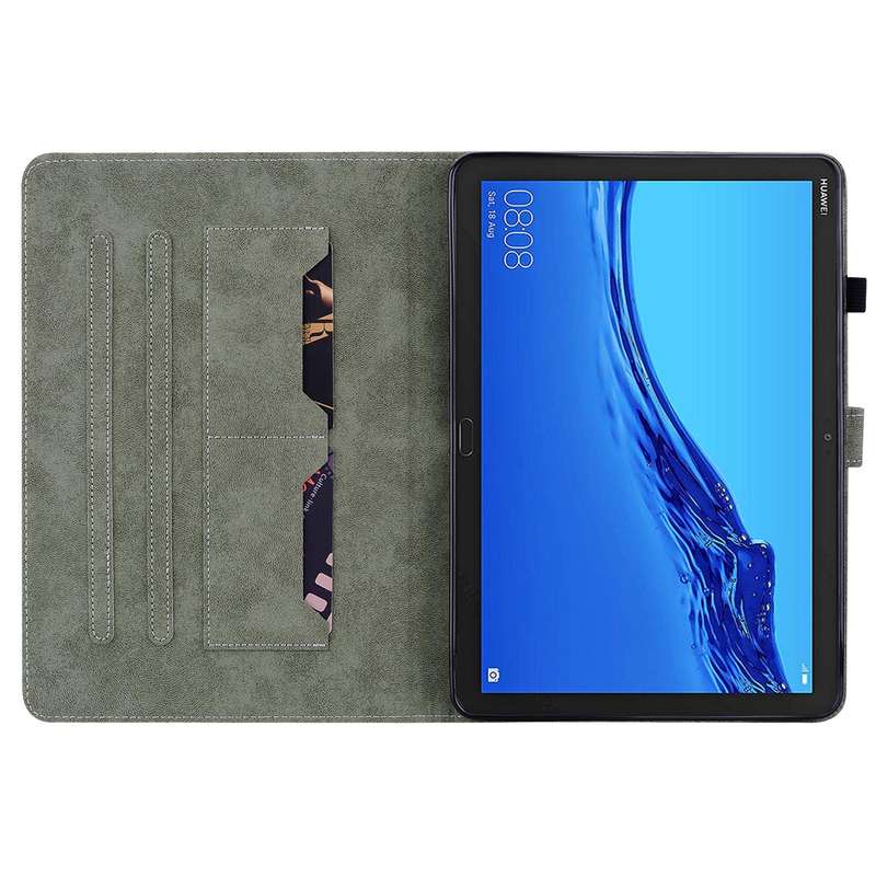 For Huawei MediaPad M5 Lite 10/C5 10.1 Tiger Pattern PU Tablet Case(Dark Blue)