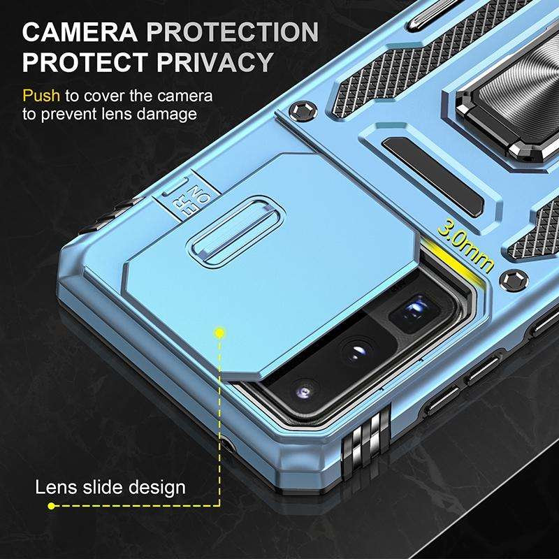 For Samsung Galaxy S20 Ultra Armor PC + TPU Camera Shield Phone Case(Light Blue)