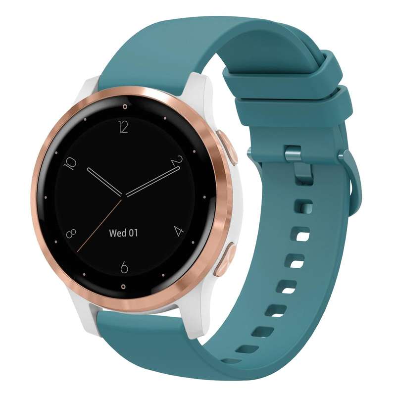 For Garmin Vivoactive 4S 18mm Solid Color Soft Silicone Watch Band(Pine Green)