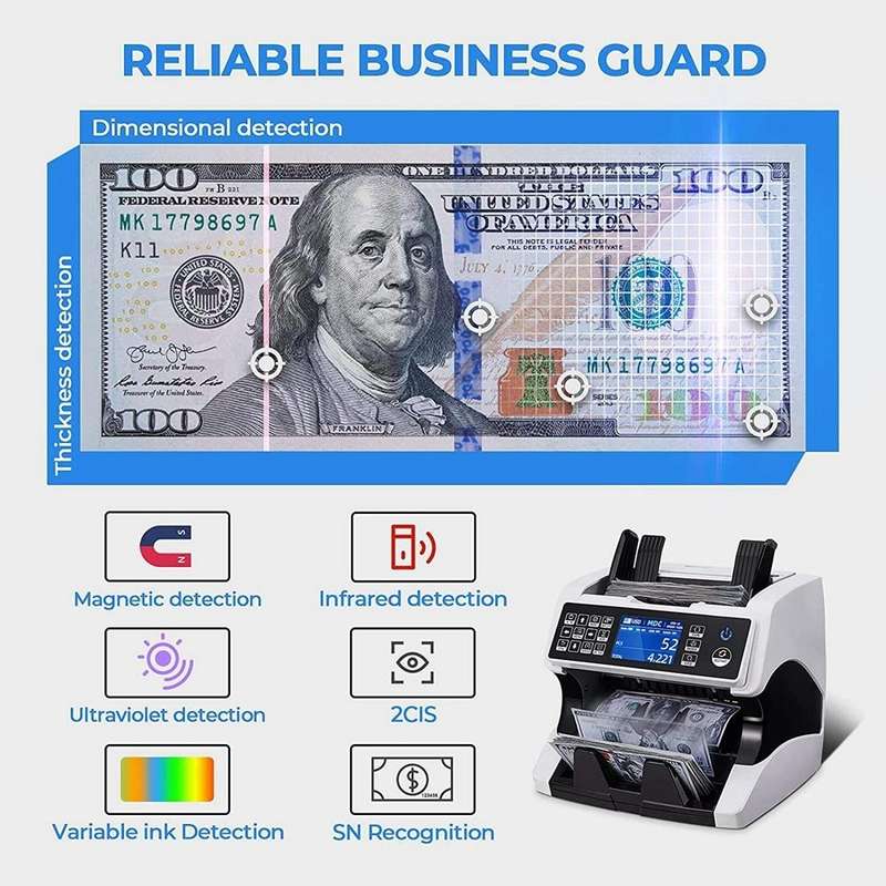AL-920 Dual CIS Image Multi-Currency Vertical Currency Counter, Specifications:UK Plug