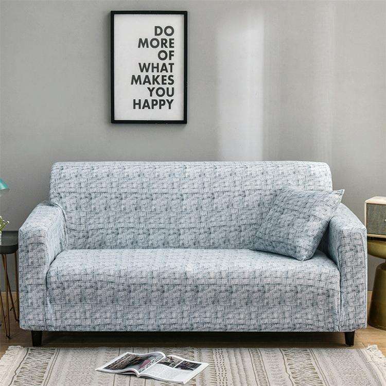 Double Seat Full Coverage Elastic Non-slip Sofa Cover(Light Cloud Gray)