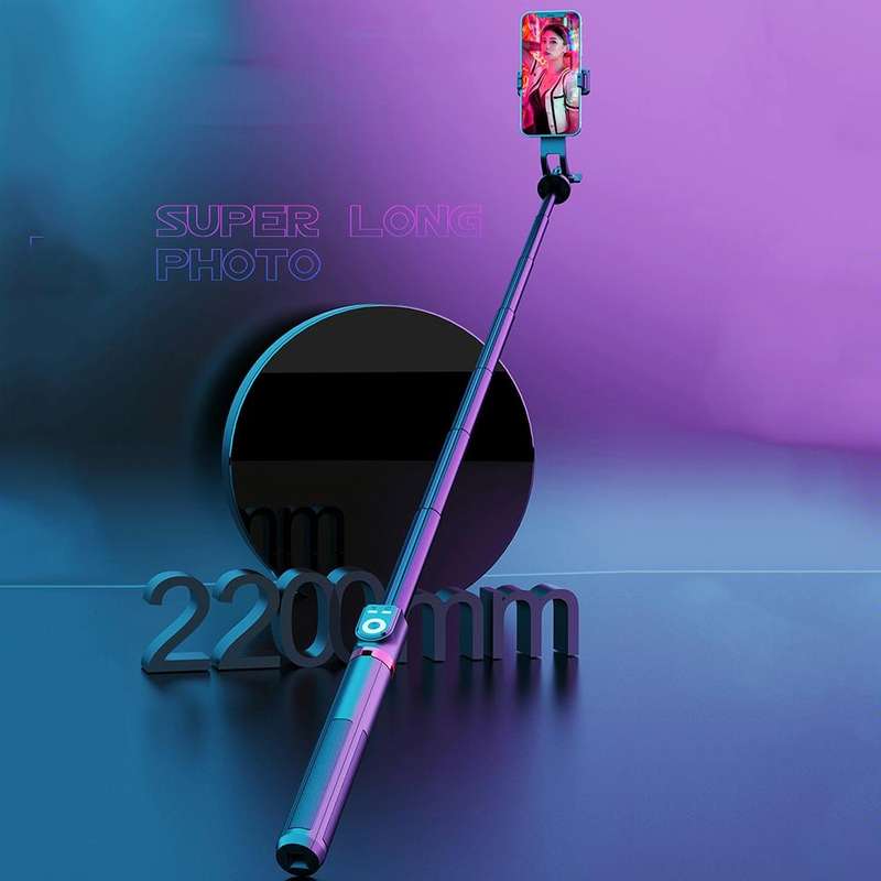 360-degree Rotating Foldable Bluetooth Selfie Sticks Live Stand, Spec: P220 TK (Single Clip)