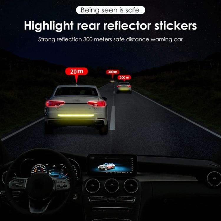 5 Sets Car Trunk Reflective Decorative Strip Anti-Scratch Car Tail Warning Decorative Stickers(Wh...