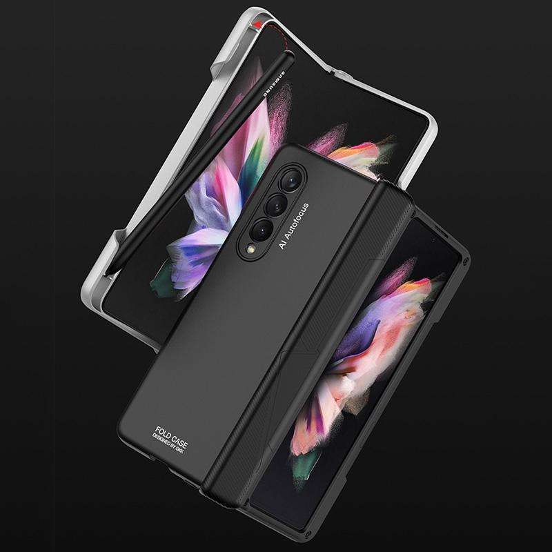 For Samsung Galaxy Z Fold3 5G GKK Magnetic Hinged Phone Flip Case with Side Pen Slot(Silver)