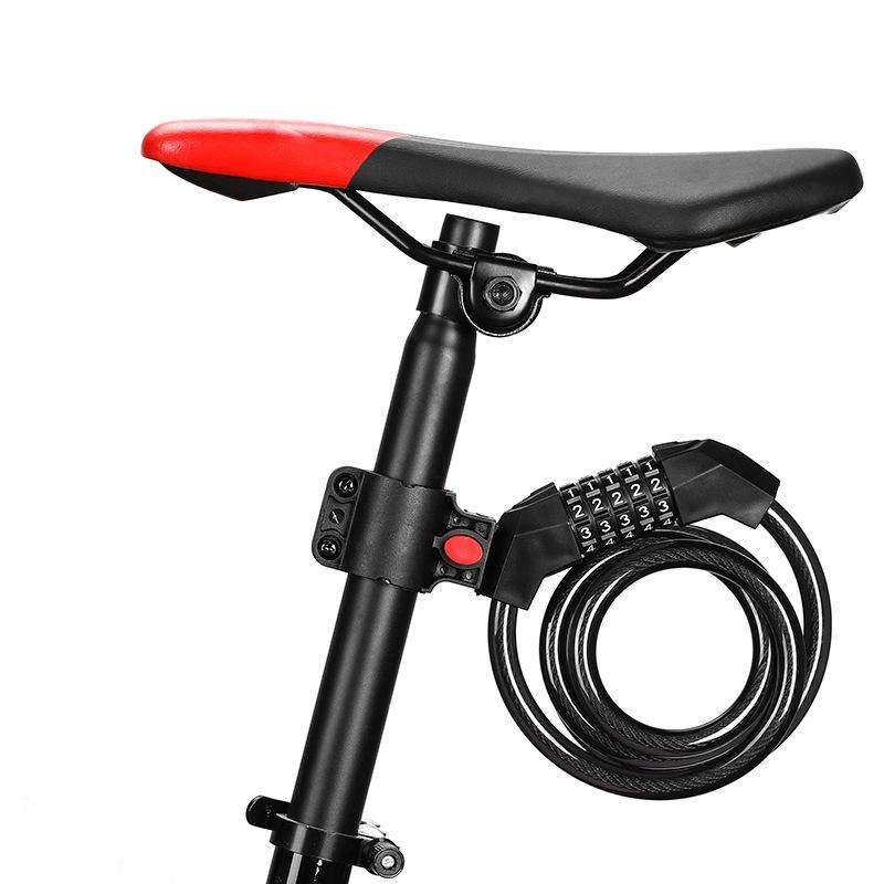Bicycle Anti-Theft Code Lock Five-Digit Bicycle Lock Portable Bold And Long Steel Cable With Brac...